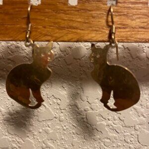 Wild Bryde hammered gold plated cat earrings